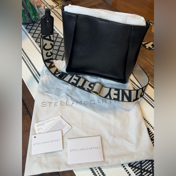 Stella McCartney Perforated Logo Crossbody Bag Black - Picture 1 of 7